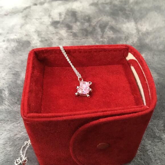 Sterling Silver Pink Crystal Teddy Bear Necklace - Picture 3 of 7